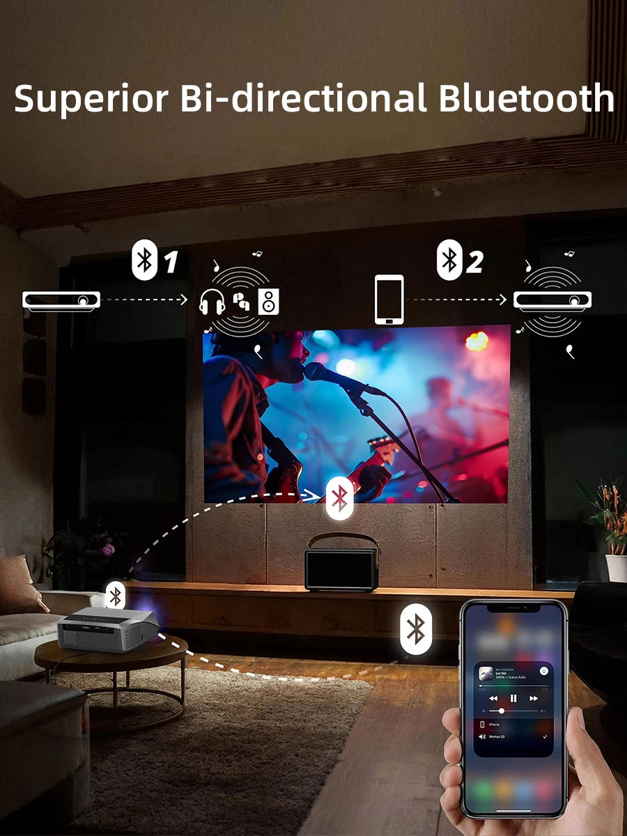 CAIWEI A10Q 4K Google Certified Projector 1080P Full HD Auto Focus High Brightness 3500 Ansi WiFi6 Beam Projectors Home Theater