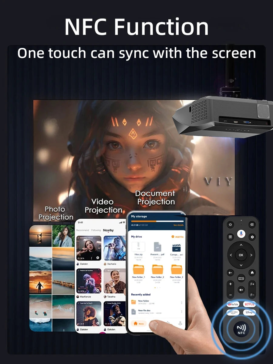 CAIWEI A10Q 4K Google Certified Projector 1080P Full HD Auto Focus High Brightness 3500 Ansi WiFi6 Beam Projectors Home Theater