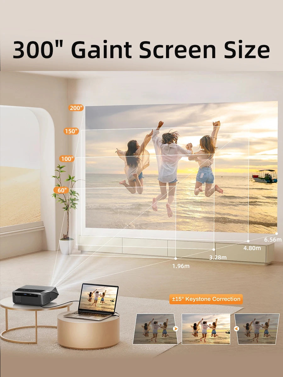 CAIWEI A10Q 4K Google Certified Projector 1080P Full HD Auto Focus High Brightness 3500 Ansi WiFi6 Beam Projectors Home Theater