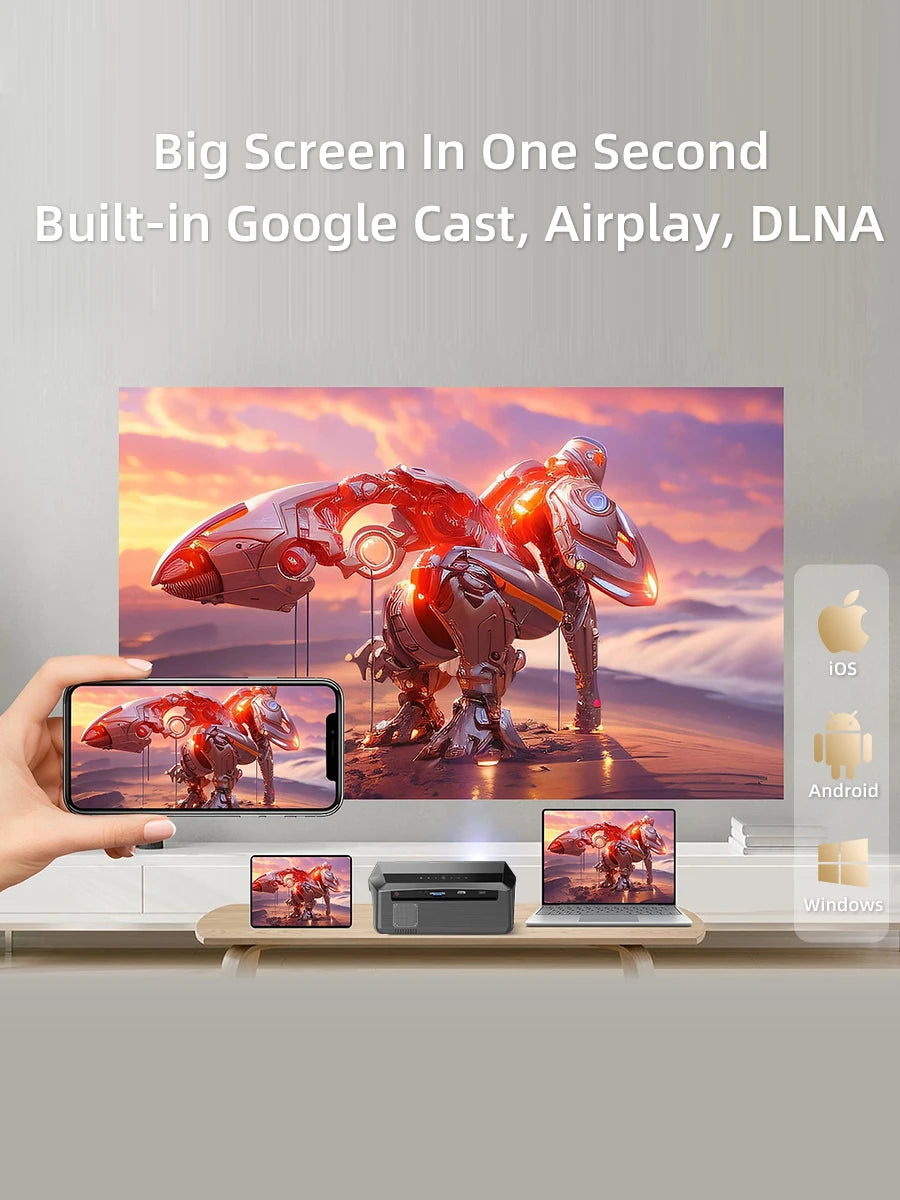 CAIWEI A10Q 4K Google Certified Projector 1080P Full HD Auto Focus High Brightness 3500 Ansi WiFi6 Beam Projectors Home Theater