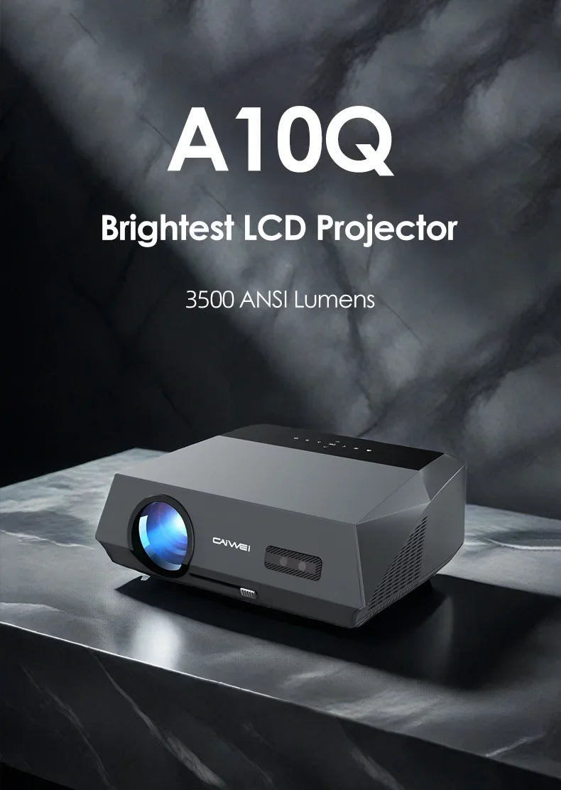 CAIWEI A10Q 4K Google Certified Projector 1080P Full HD Auto Focus High Brightness 3500 Ansi WiFi6 Beam Projectors Home Theater