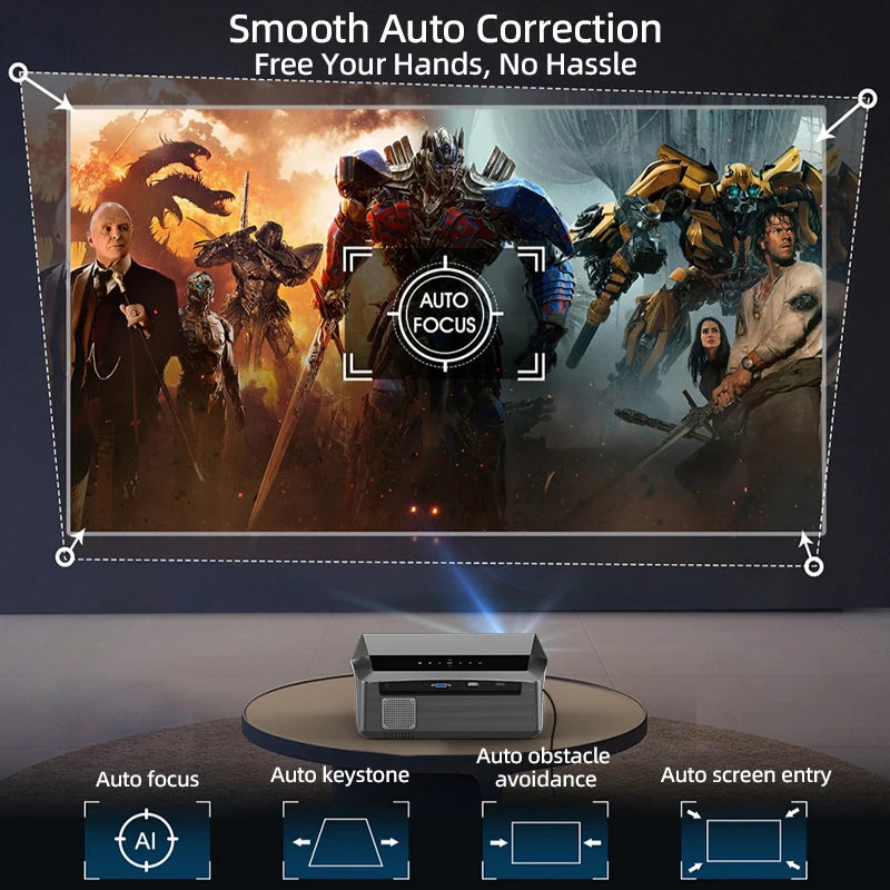 CAIWEI A10Q 4K Google Certified Projector 1080P Full HD Auto Focus High Brightness 3500 Ansi WiFi6 Beam Projectors Home Theater