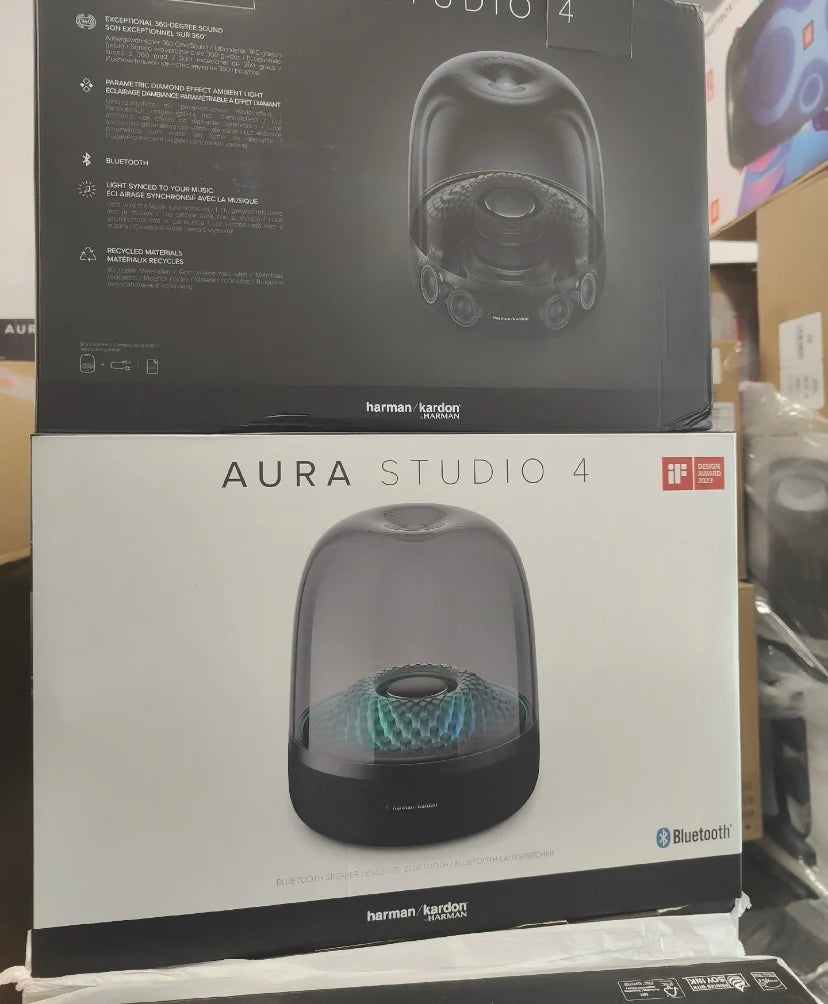 Harman Kardon Aura 4 Bluetooth Speaker Surround Sound Subwoofer 360 Degree LED RGB Ambilight Effect Wireless AC Plastic Cabinet
