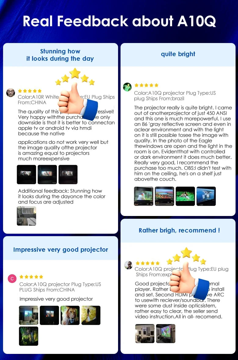 CAIWEI A10Q 4K Google Certified Projector 1080P Full HD Auto Focus High Brightness 3500 Ansi WiFi6 Beam Projectors Home Theater