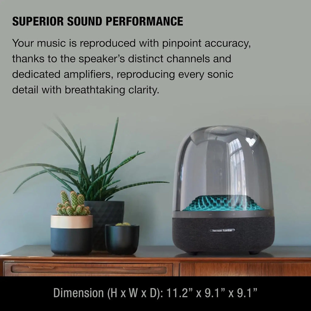 Harman Kardon Aura 4 Bluetooth Speaker Surround Sound Subwoofer 360 Degree LED RGB Ambilight Effect Wireless AC Plastic Cabinet