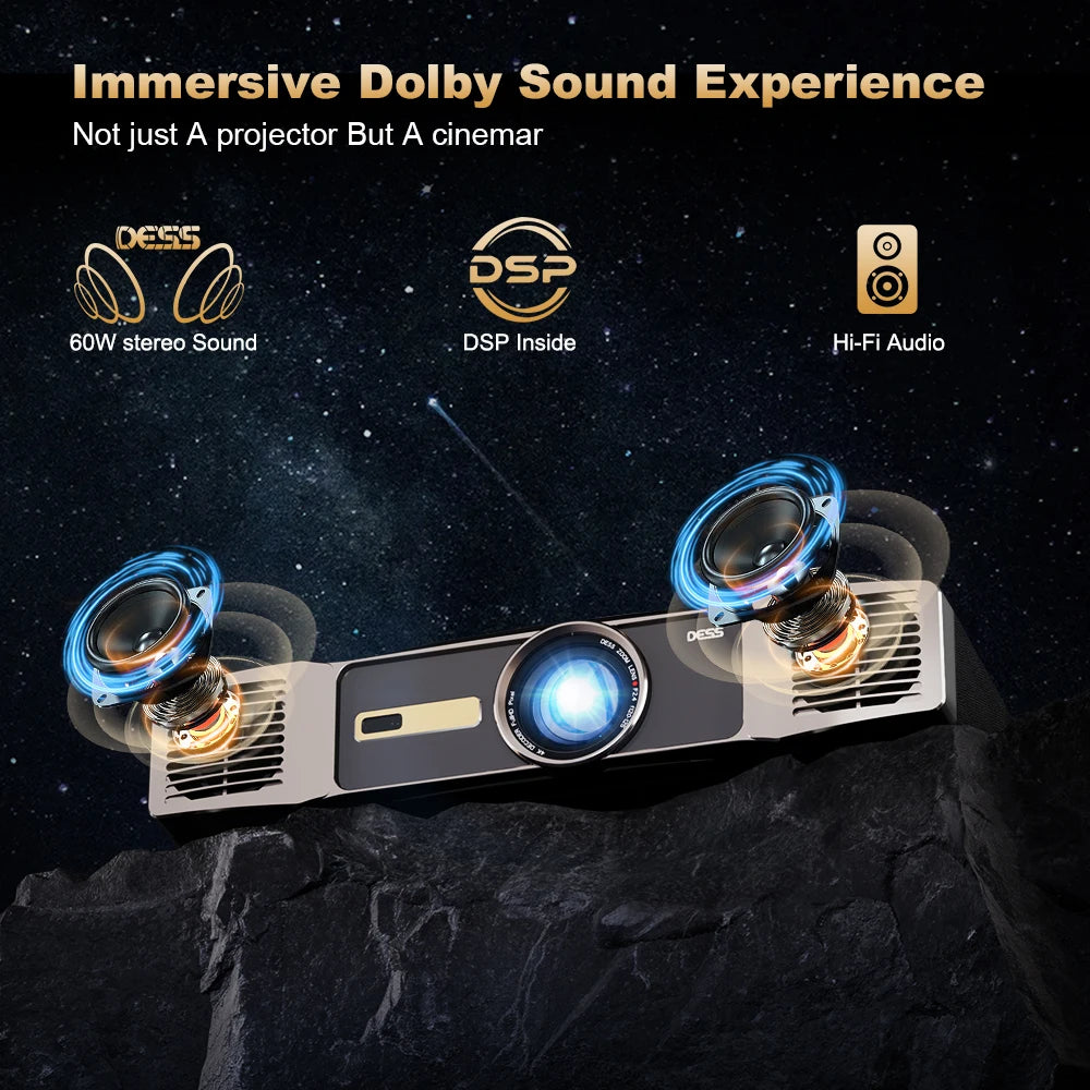 DESS 1080P Full HD Projector LED 4K WiFi Android Projectors Auto Focus C5 Enterprise Video Smart Home Theater Beamer For Meeting