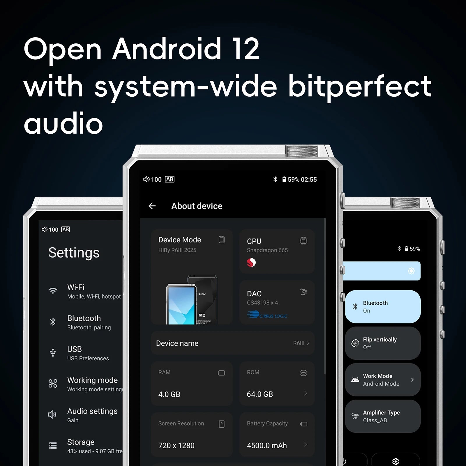 HiBy R6III 2025 / R6 Gen 3 Android 12 Music Player MP3 USB DAC HIFI WiFi Bluetooth 5.0 CS43198 *4 MQA16x DSD512 PCM768 4500mAh