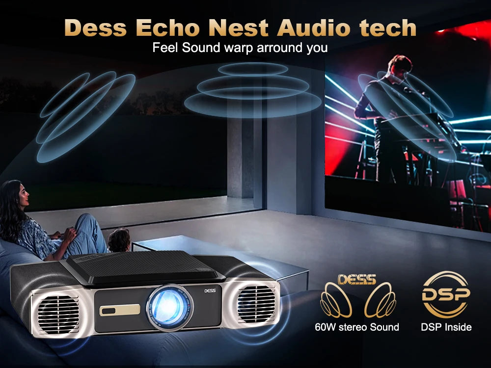 DESS 1080P Full HD Projector LED 4K WiFi Android Projectors Auto Focus C5 Enterprise Video Smart Home Theater Beamer For Meeting